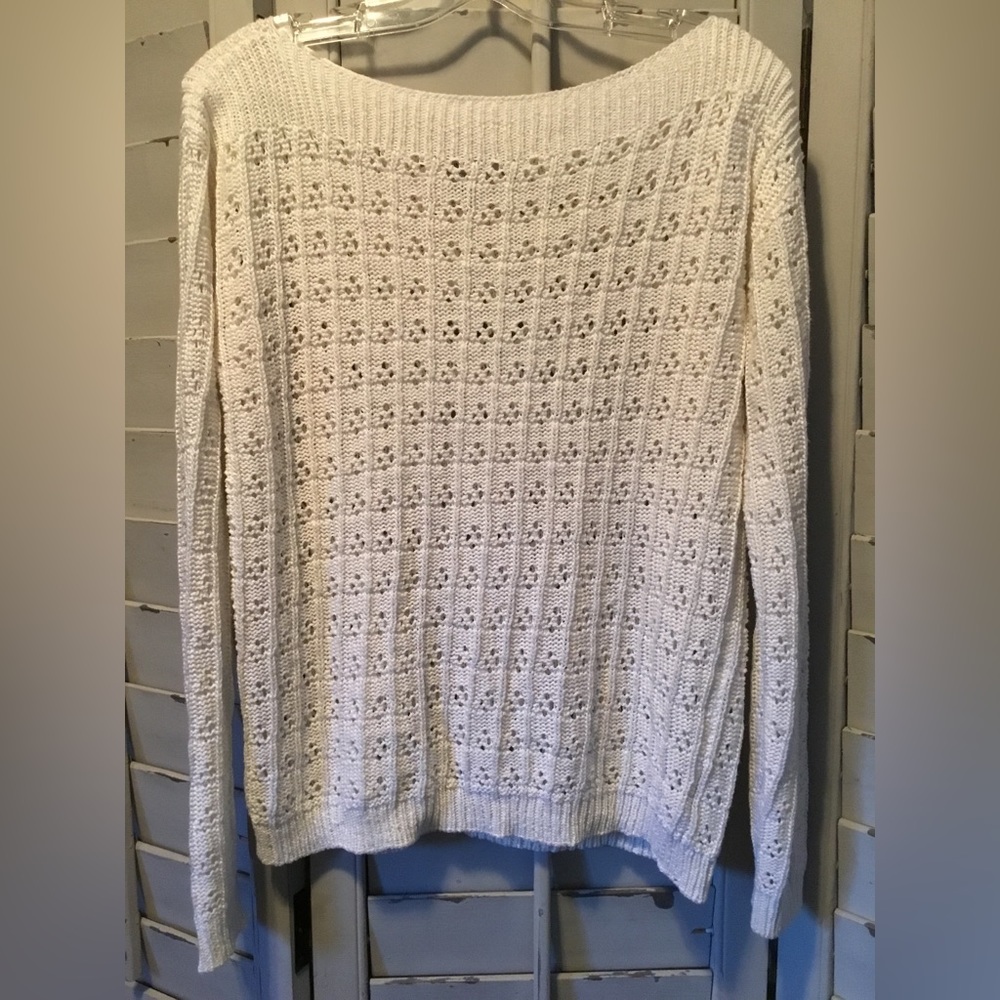 Boatneck crochet lightweight sweater by Linea Domani